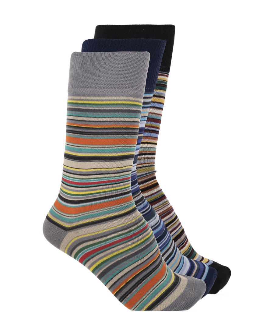 Paul Smith Six-pack Multicolor Signature Stripe Socks In Gray