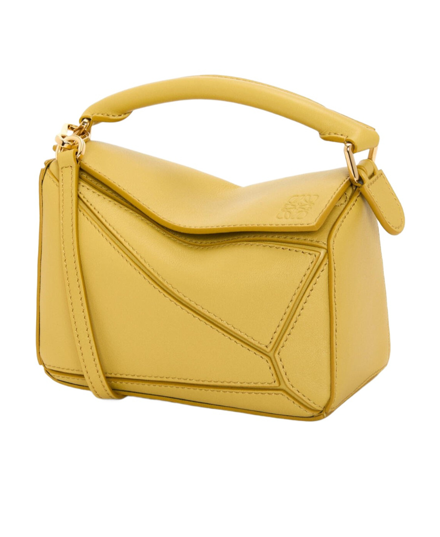Loewe Mini Puzzle Bag In Classic Calfskin In Yellow