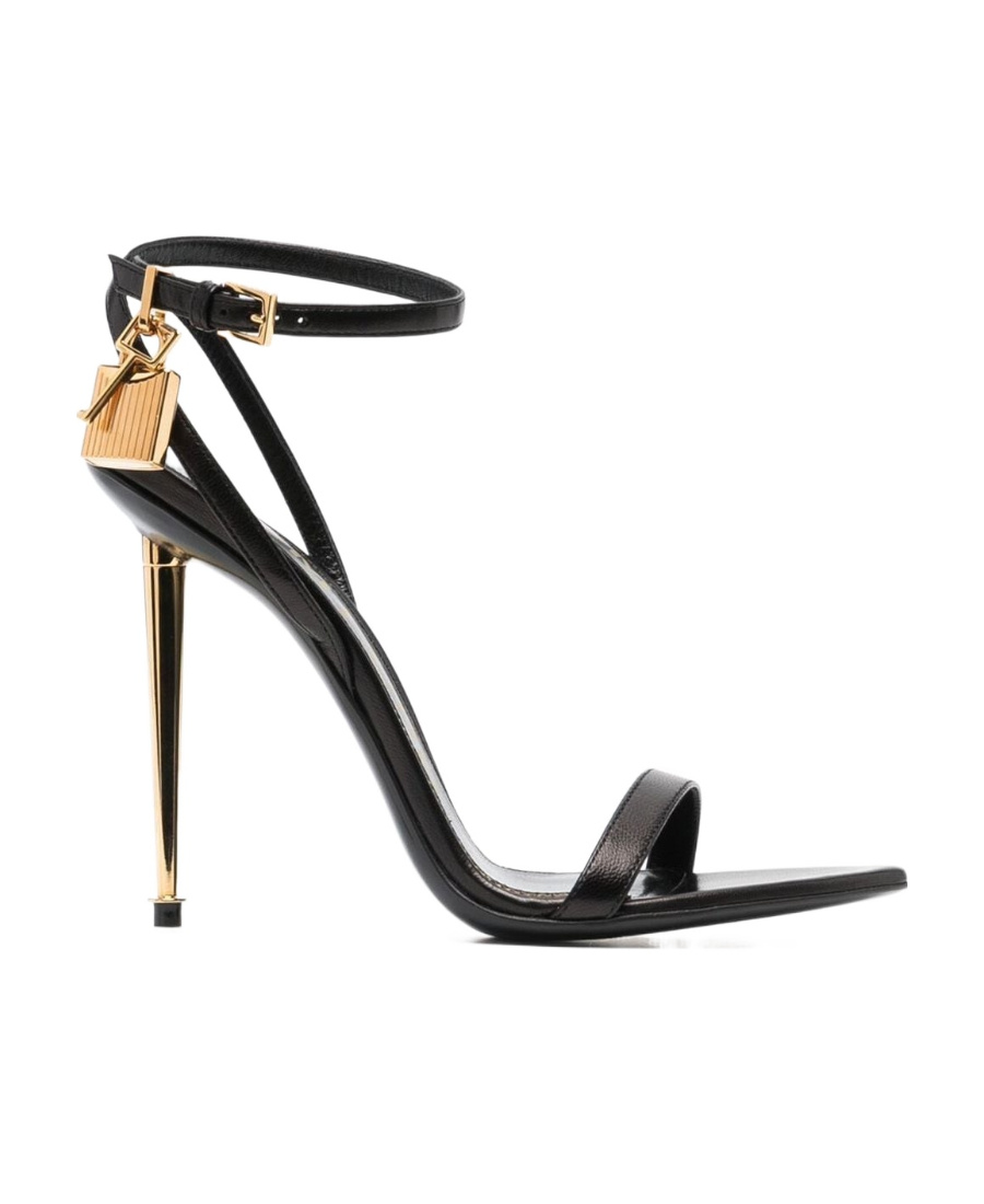 Tom Ford Padlock 85 Naked Pointy Sandals In Calf Leather In Black