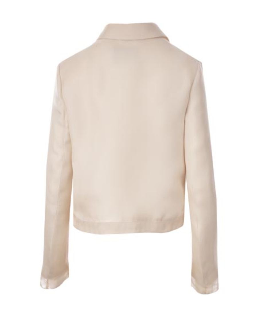 Prada Logo-print Silk Jacket In Nude