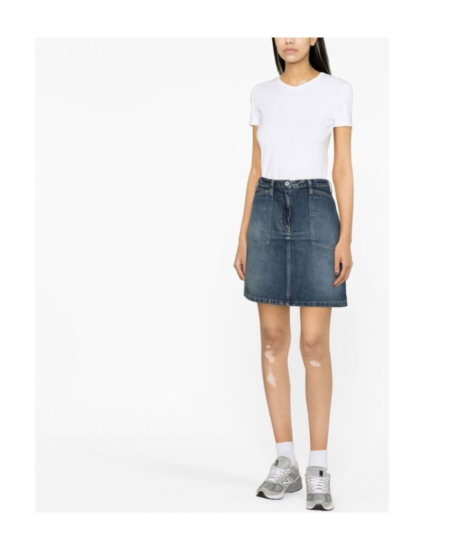 Kenzo Stone Wash Denim Miniskirt In Blue