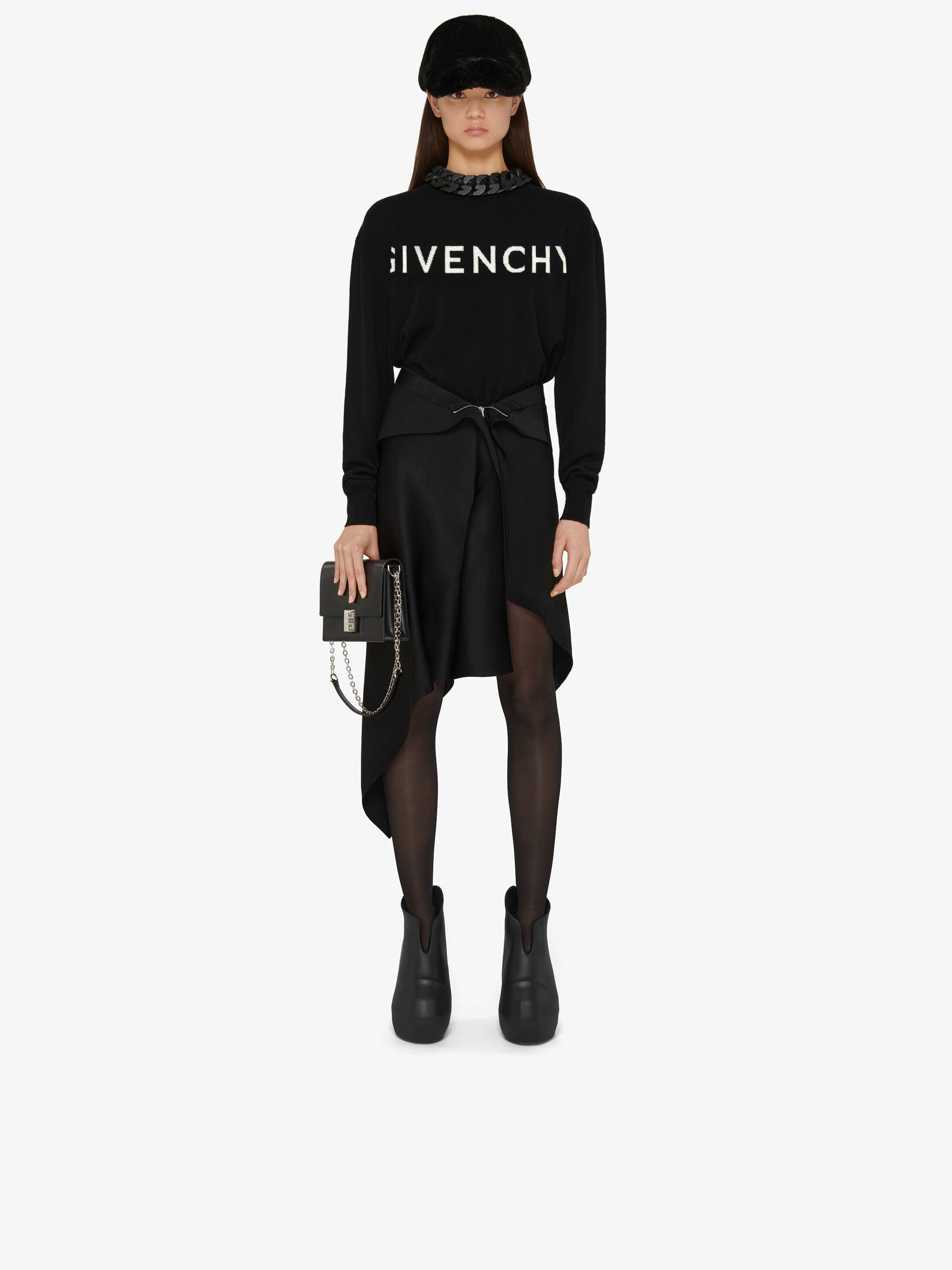 Givenchy Zip-front Asymmetric Skirt In Black