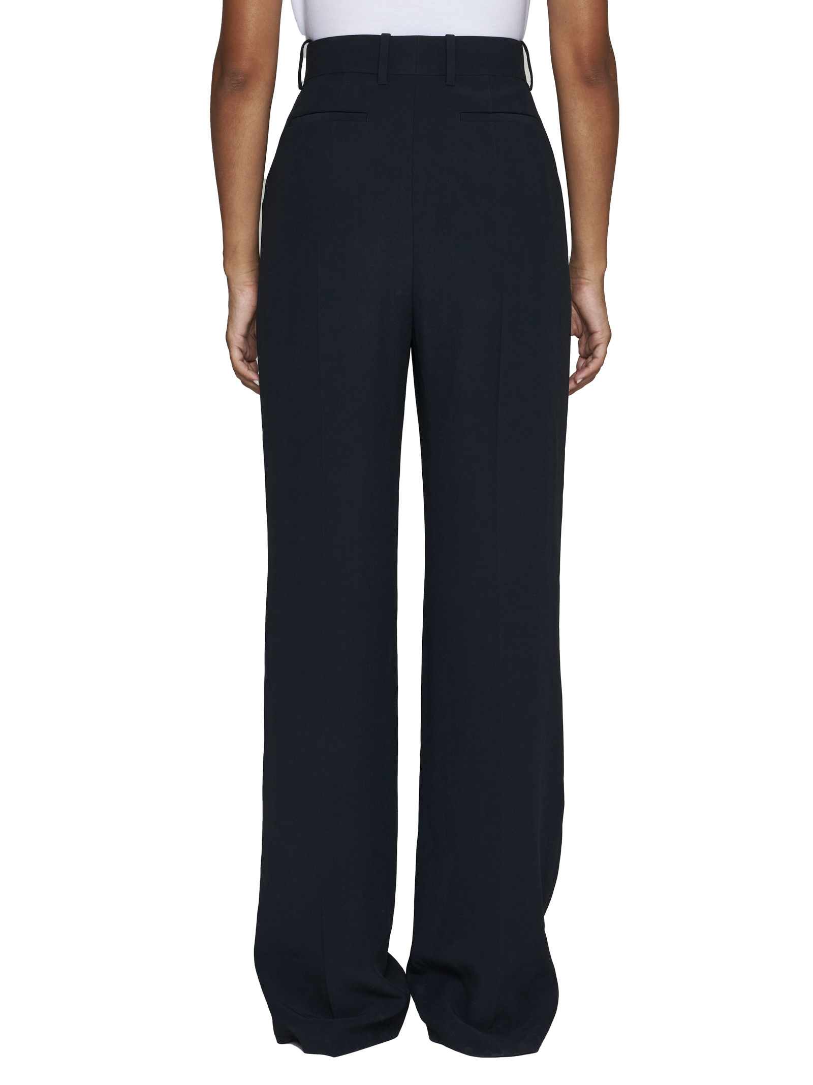 Alexander Mcqueen Navy Blue Wool Pants In Black