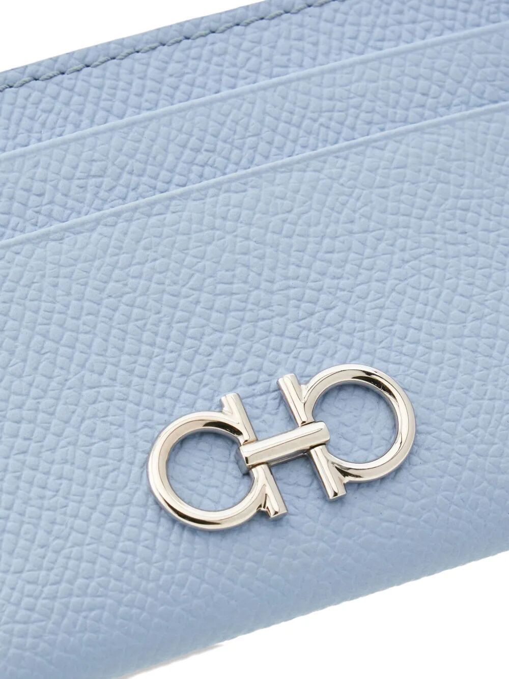 Ferragamo Gancini Leather Card Holder In Blue