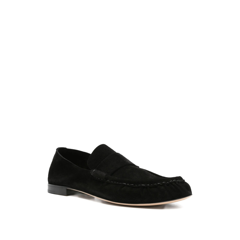 The Row Black Slip On Loafers In Black