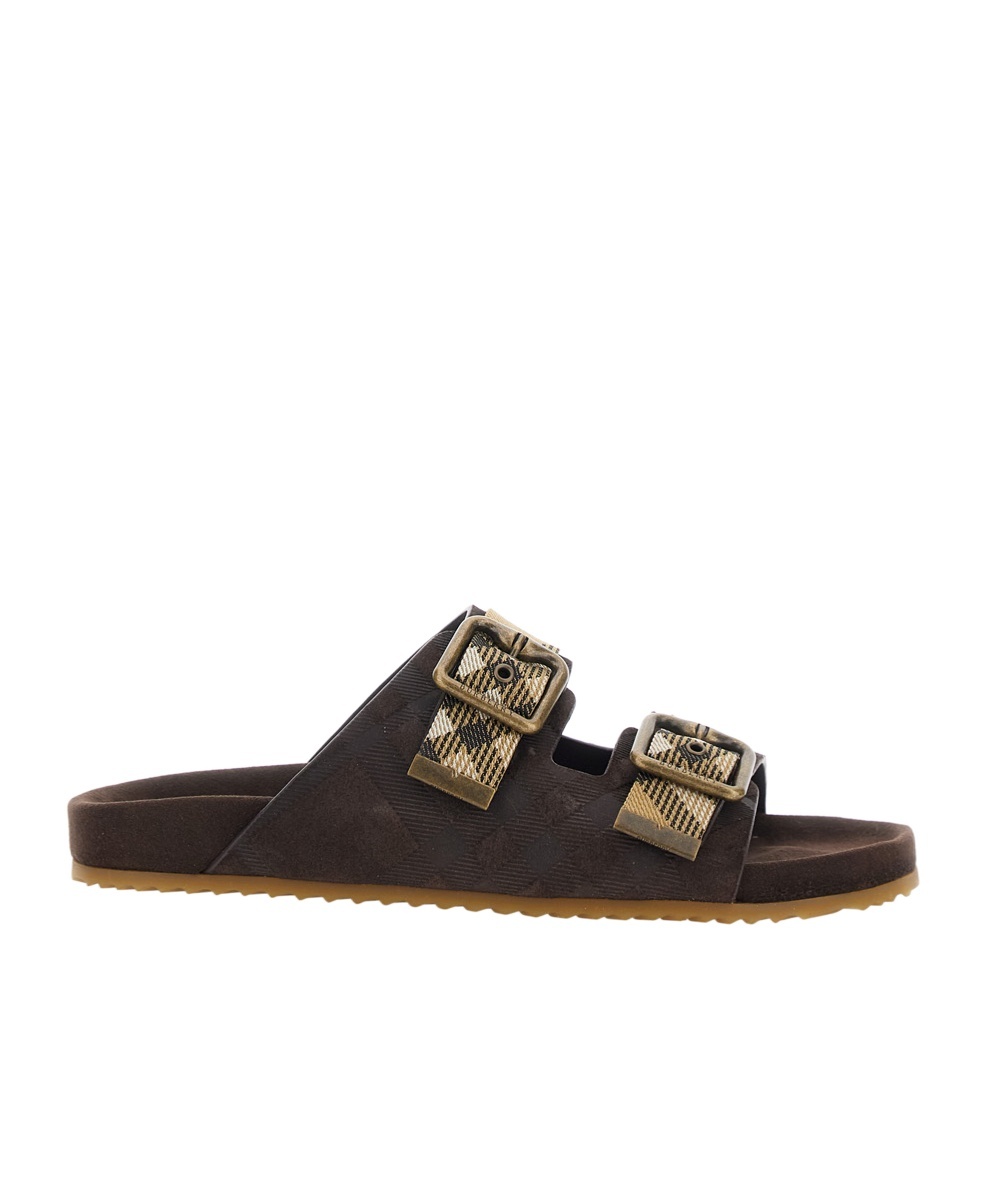 Burberry Plaid Slippers In Brown