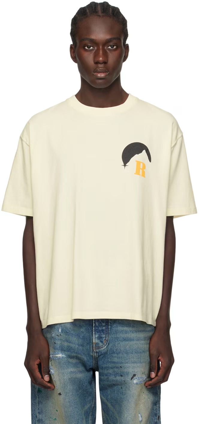 Rhude Moonlight-print Cotton T-shirt In White