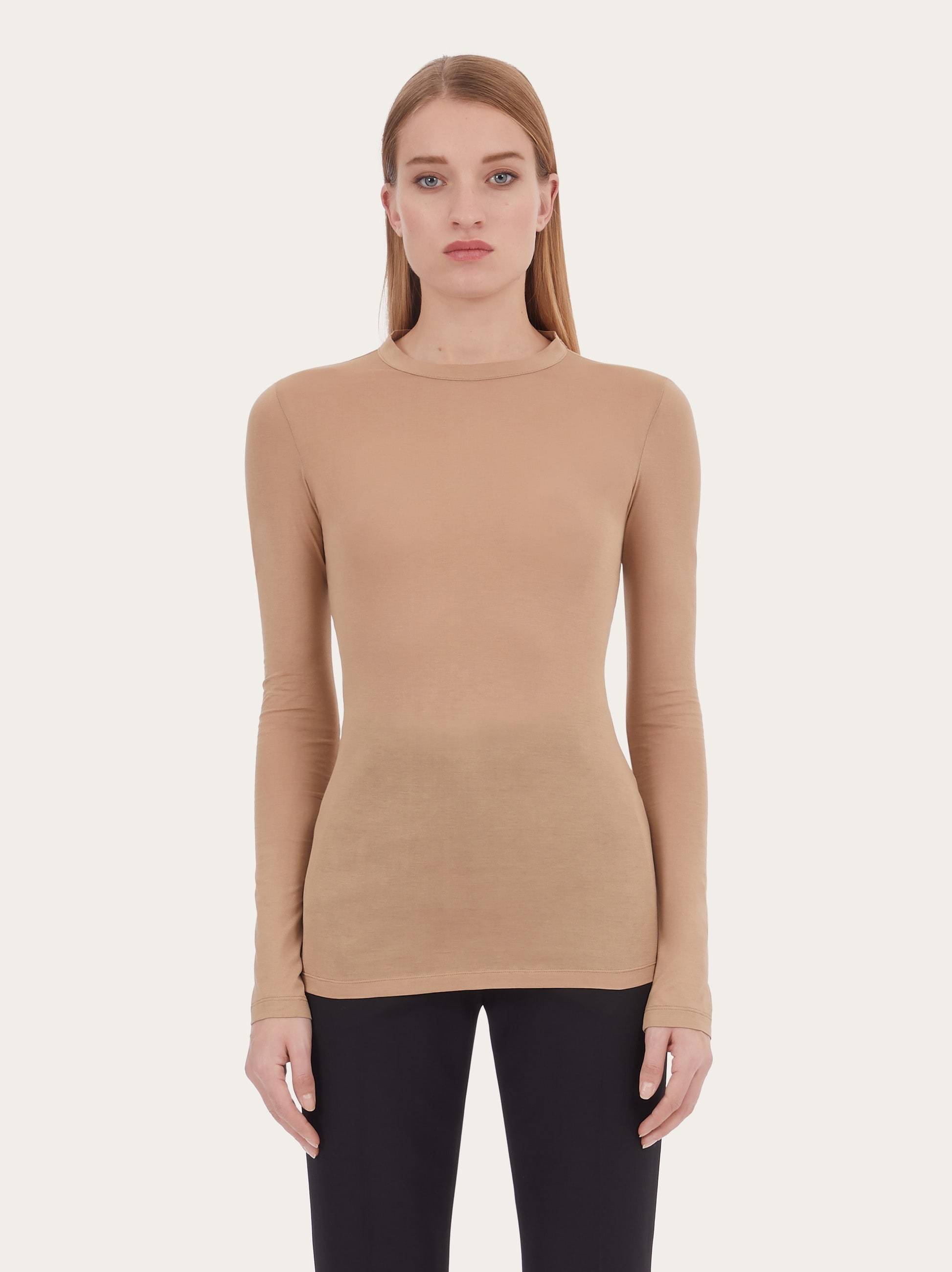 Ferragamo Long Sleeved T-shirt In Nude