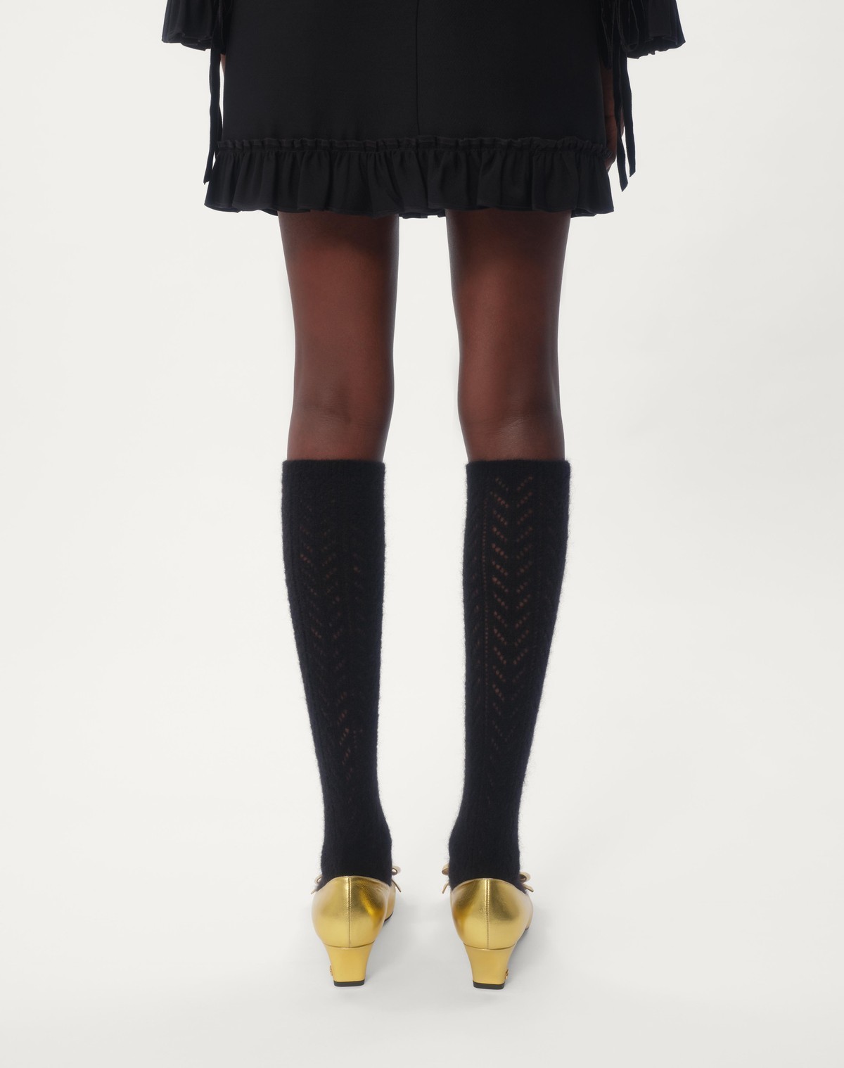 Valentino Stretch Mohair Blend Knee-high Socks In Black
