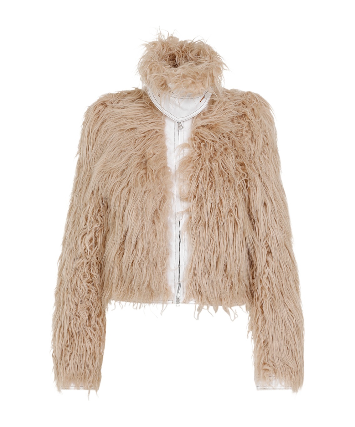 Dries Van Noten Vangel Furry Jacket In Nude