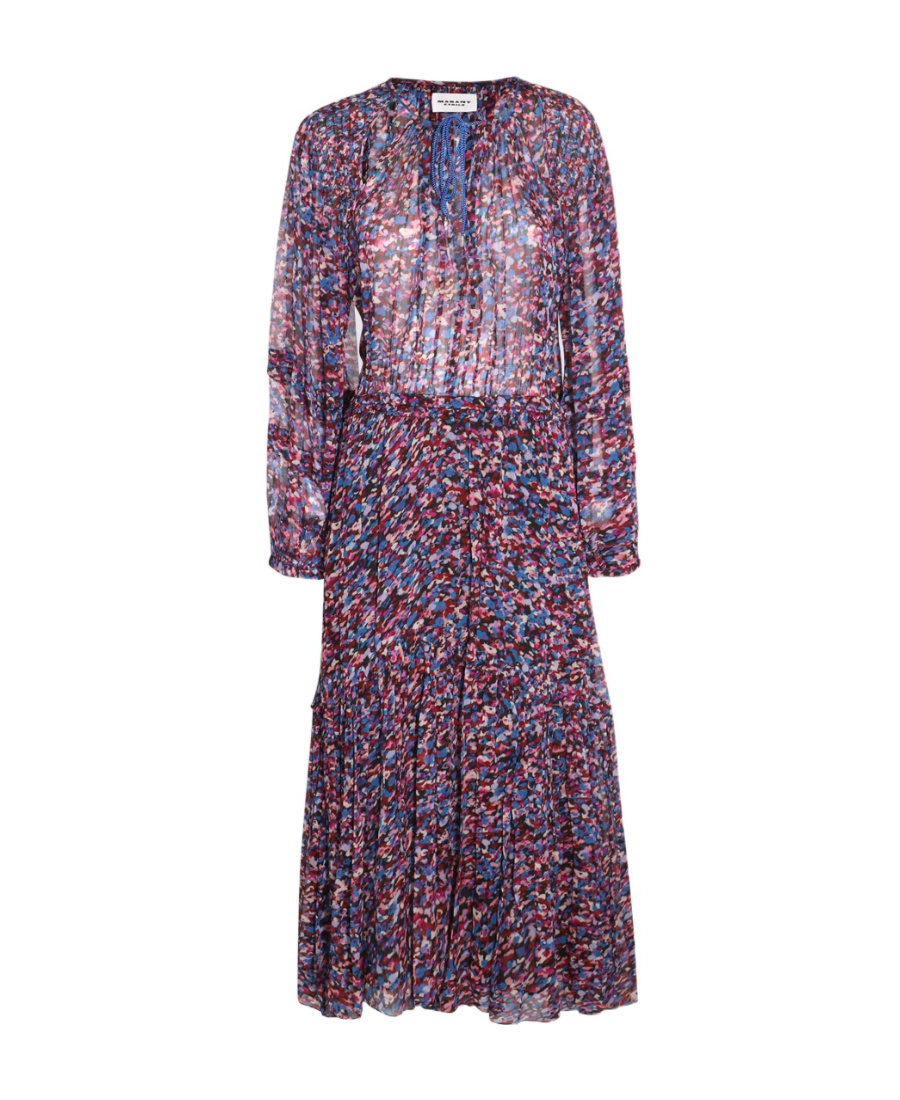 Isabel Marant Étoile Multicolored Maxi Tie-neck Dress With Graphic Print All-over In Viscose Woman In Multicolor