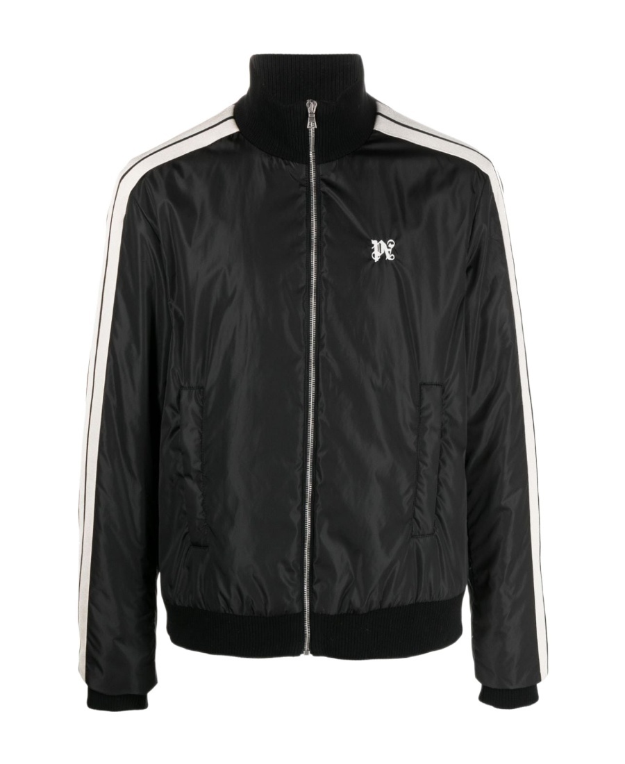 Palm Angels Monogram-embroidered Padded Bomber Jacket In Black