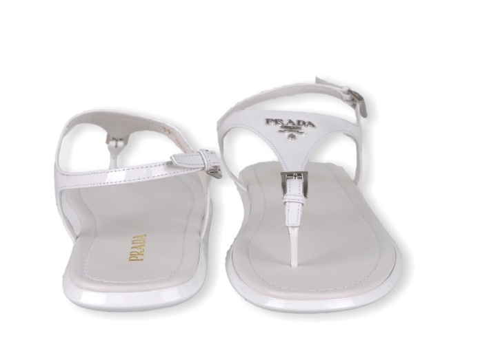 Prada Logo Sandals In White
