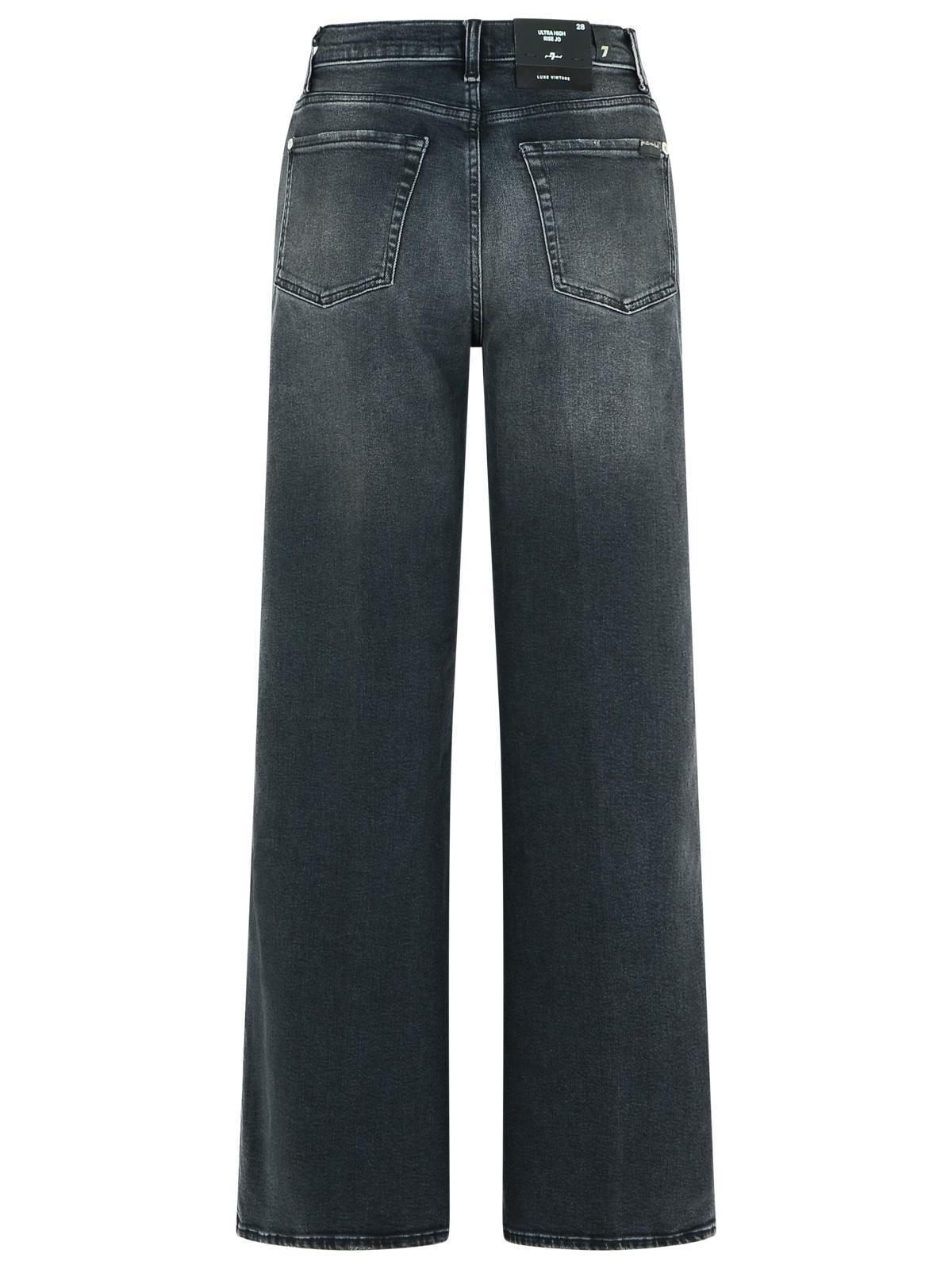 7 For All Mankind Black Cotton Blend Jeans In Blue