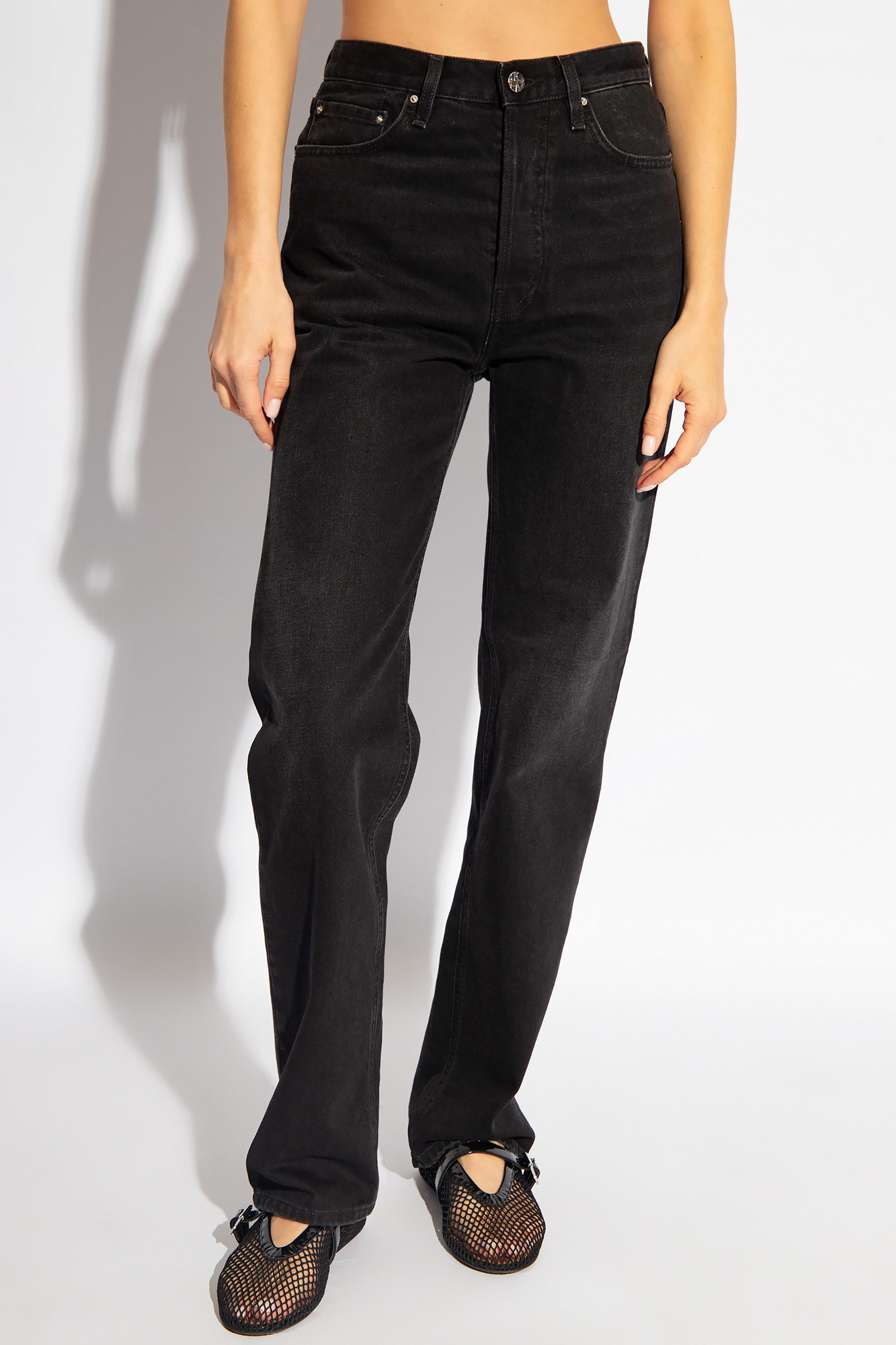 Totême Logo-patch Straight Jeans In Black