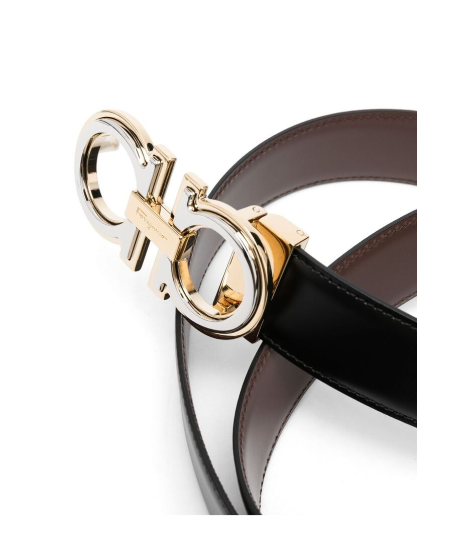 FERRAGAMO SALVATORE FERRAGAMO LOGO ENGRAVED GANCINI-BUCKLED BELT