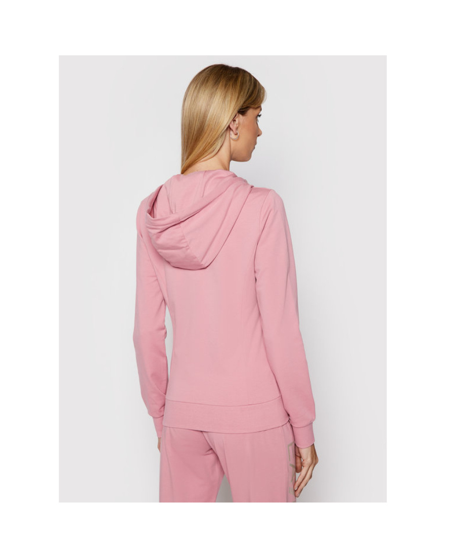 Ea7 Logo Hooded Casual Jacket In Pink