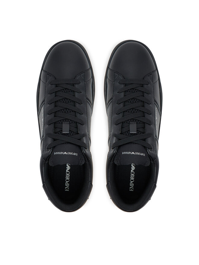 Emporio Armani Panelled Lace-up Sneakers In Black