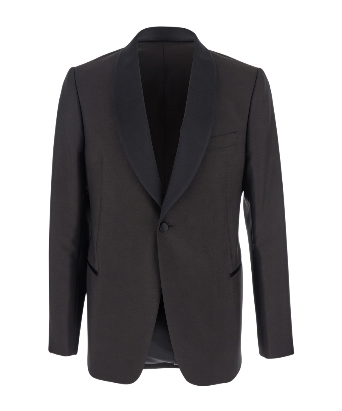 Emporio Armani Brown Single-breasted Jacket With Shawl Revers In Wool Blend Man In Brown