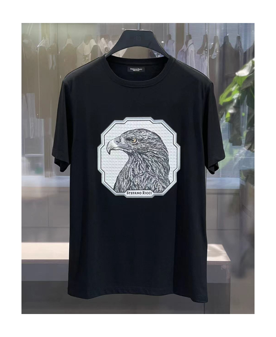 Stefano Ricci Printed Short-sleeved T-shirt In Black