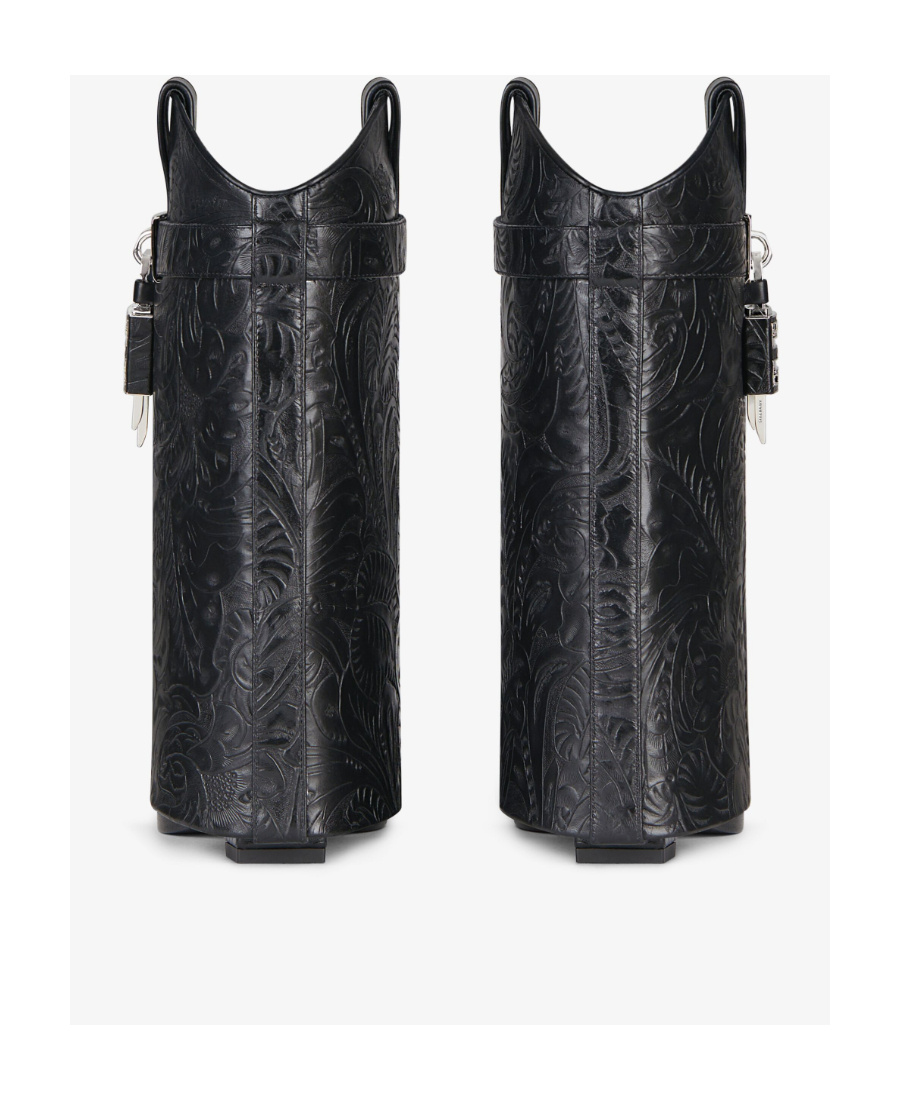Givenchy 60mm Shark Lock Cowboy Leather Boots In Black