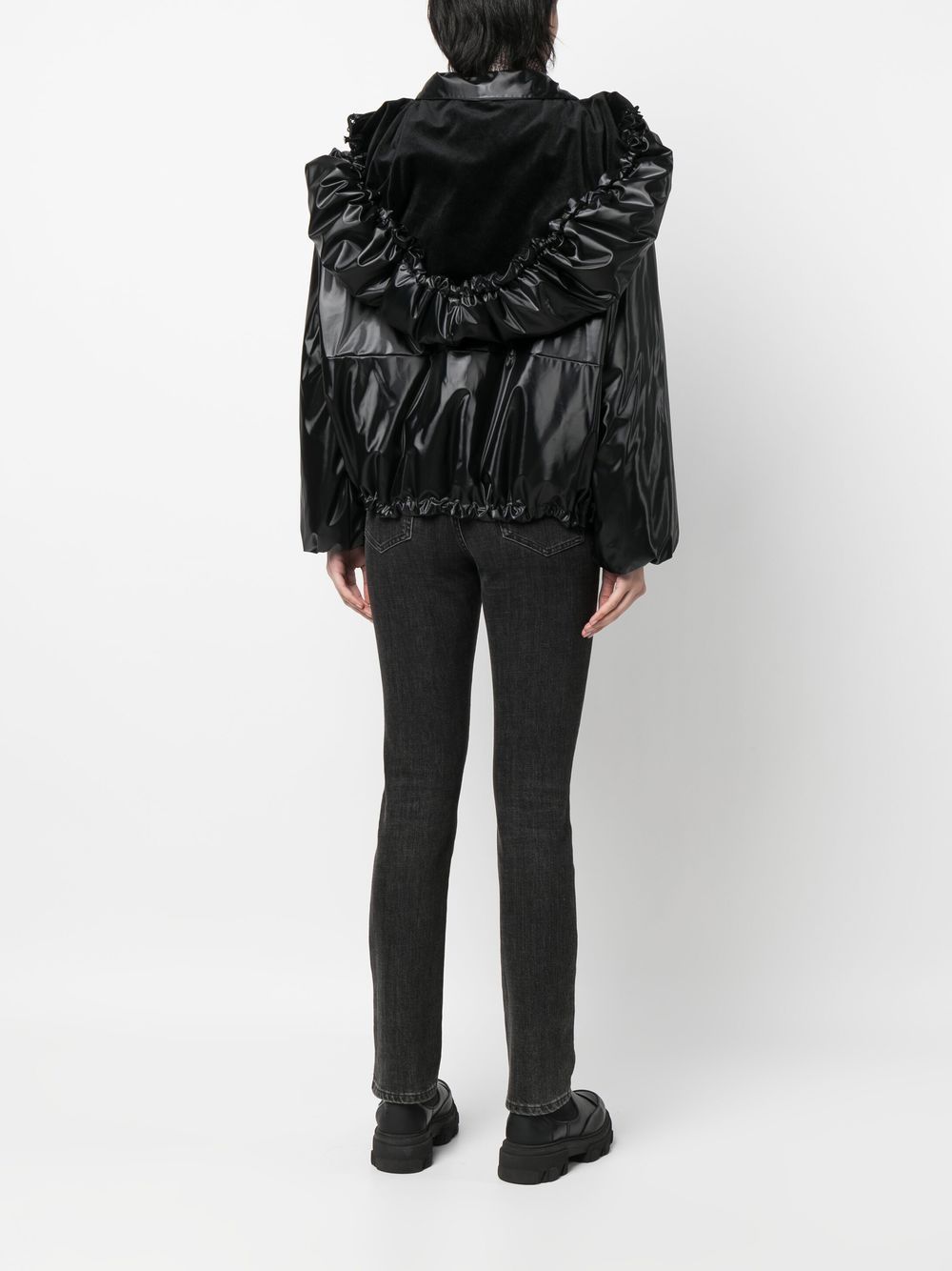 Shop Emporio Armani Boxy Faux-leather Jacket In Black