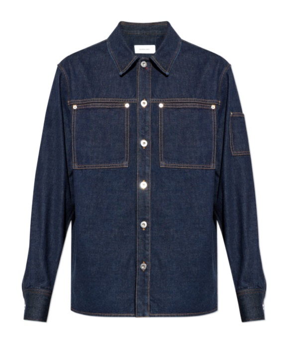 Ferragamo Long-sleeved Denim Shirt In Black