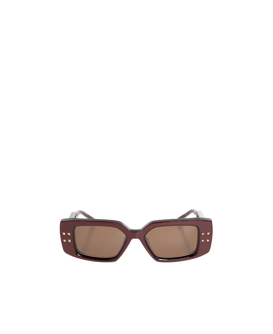 Shop Valentino Eyewear Rectangular Frame Sunglasses In Brown