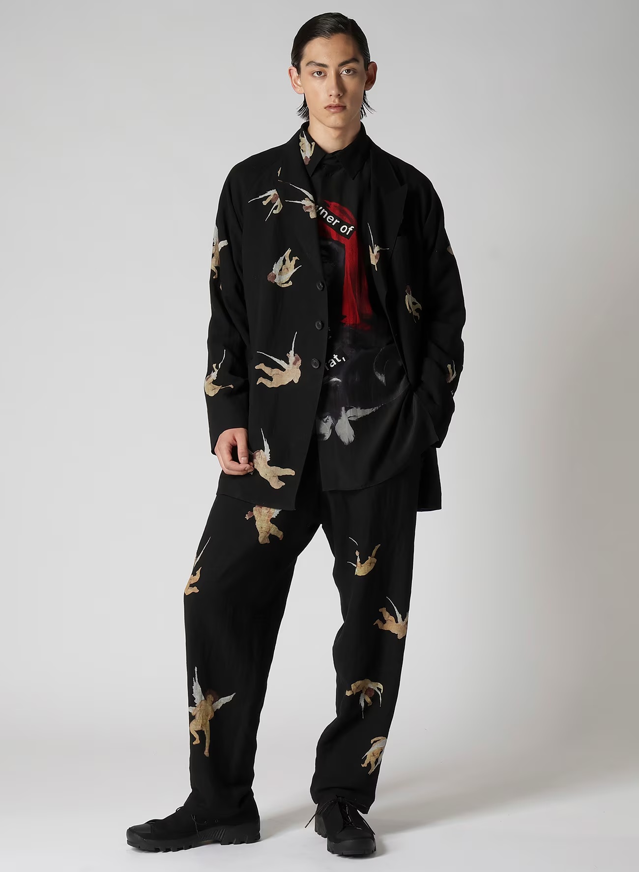 Yohji Yamamoto Angel Pattern Casual Jacket In Black