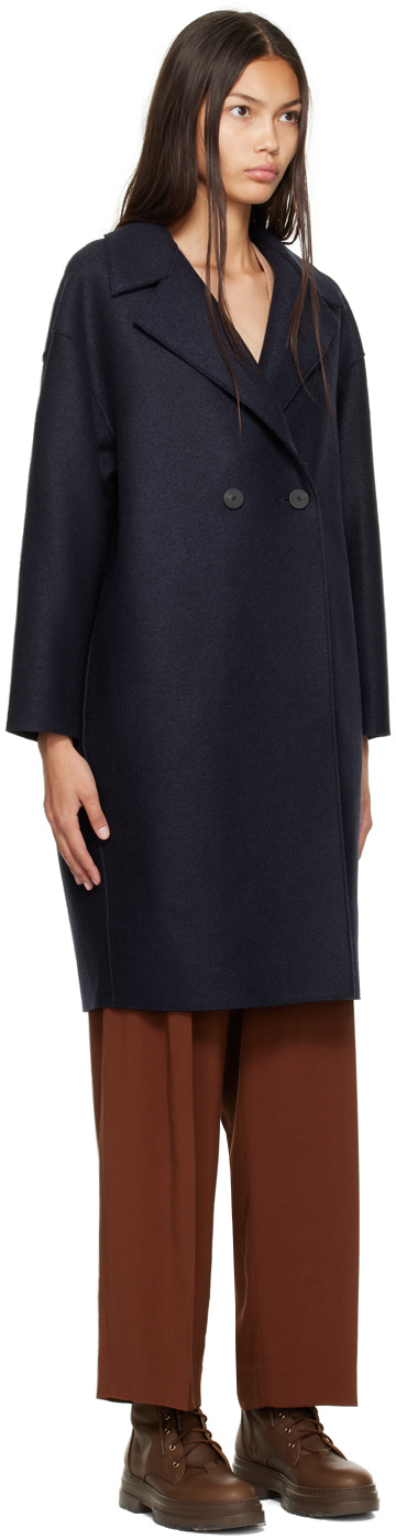 Shop Harris Wharf London Double Breasted Coat In Black