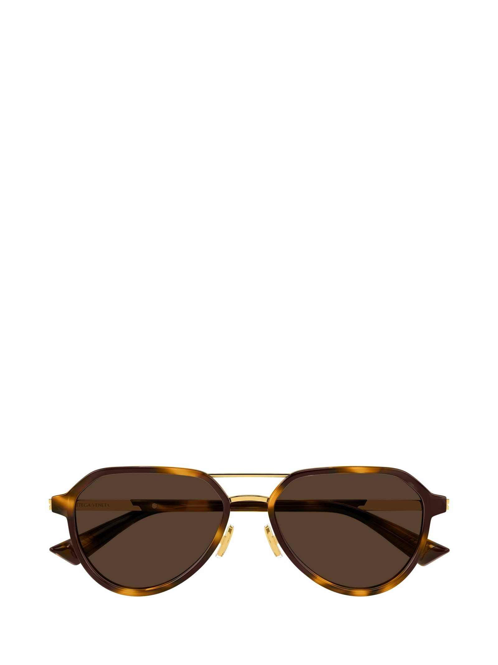 Bottega Veneta Bv1373s Linea Ribbon 001 Black Gold Brown Sunglasses In Brown