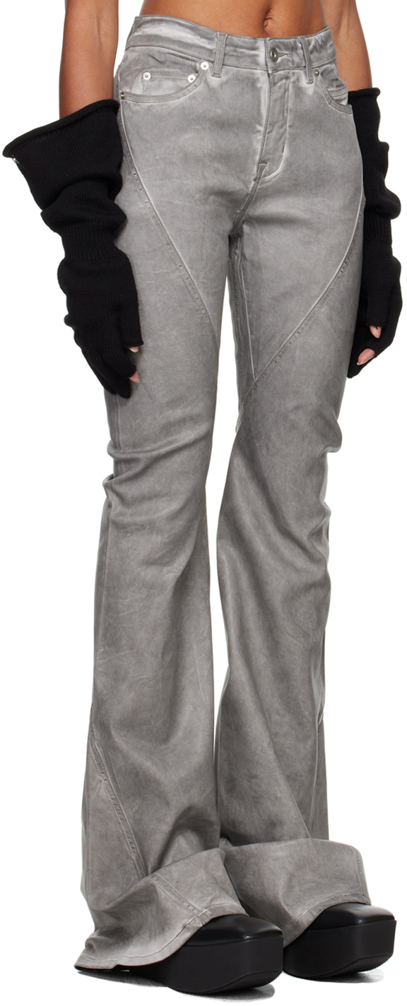 RICK OWENS DRKSHDW DIAGONAL CUT FLARED JEANS
