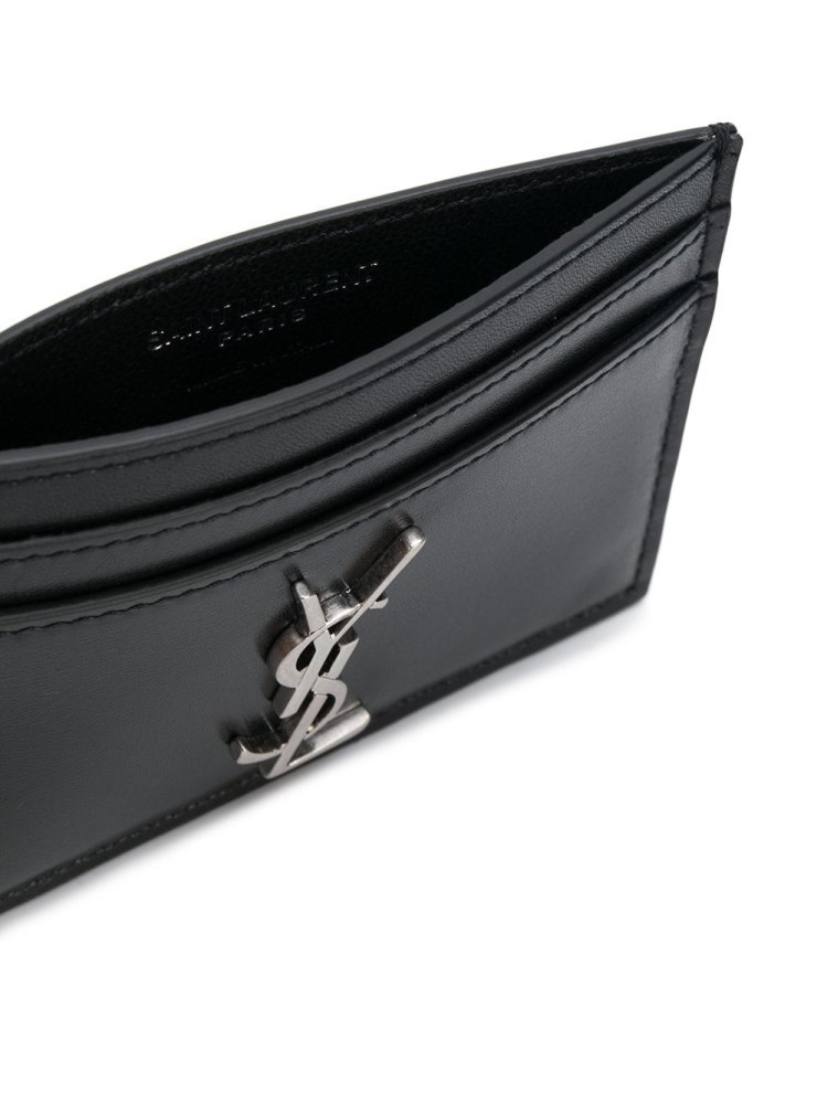 Saint Laurent Ysl Logo Cardholder In Black