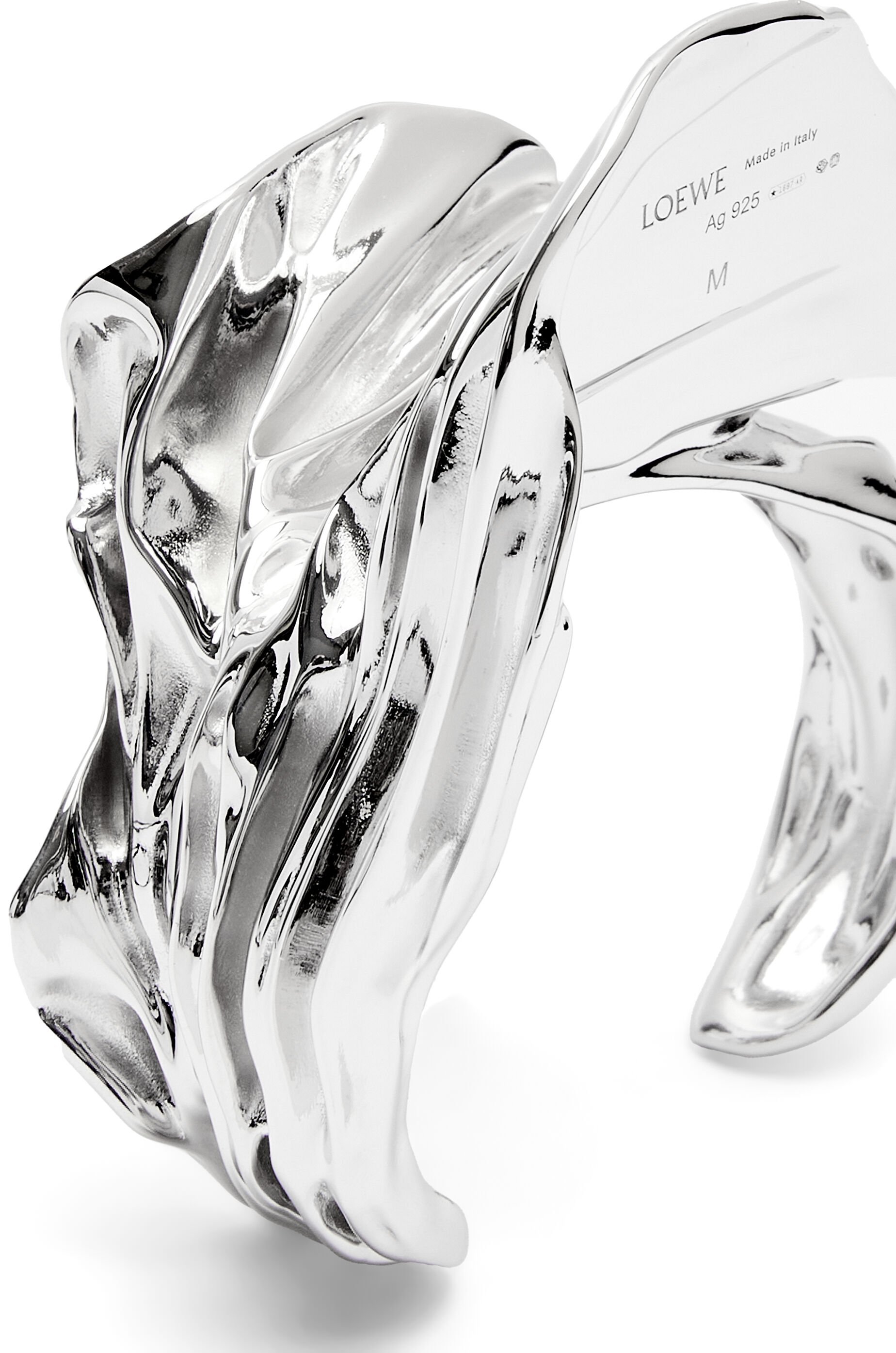 Loewe Pleated Fan Cuff In Sterling Silver In White