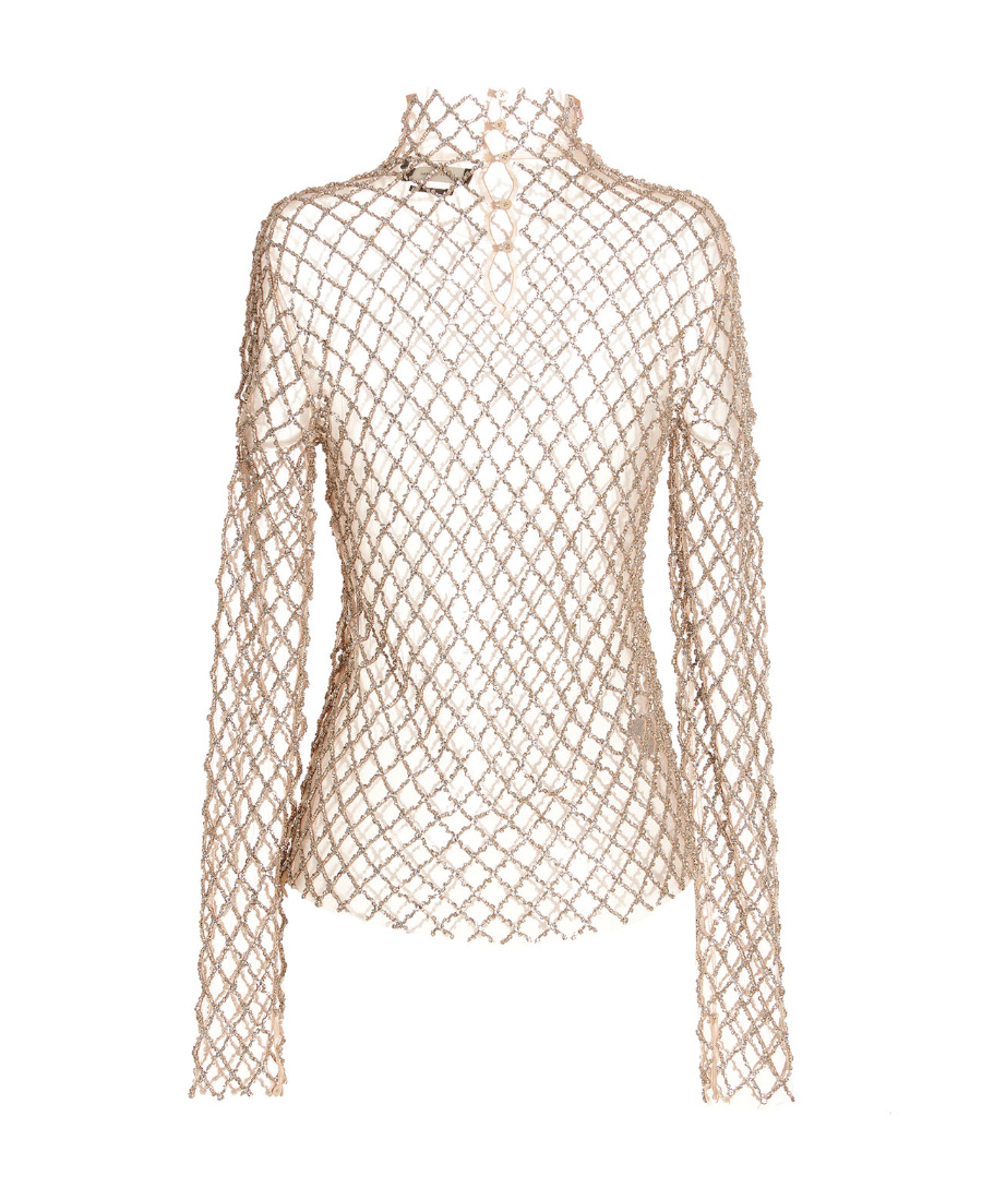 Isabel Marant Sheer Crystal-embellished Mesh Top In Nude