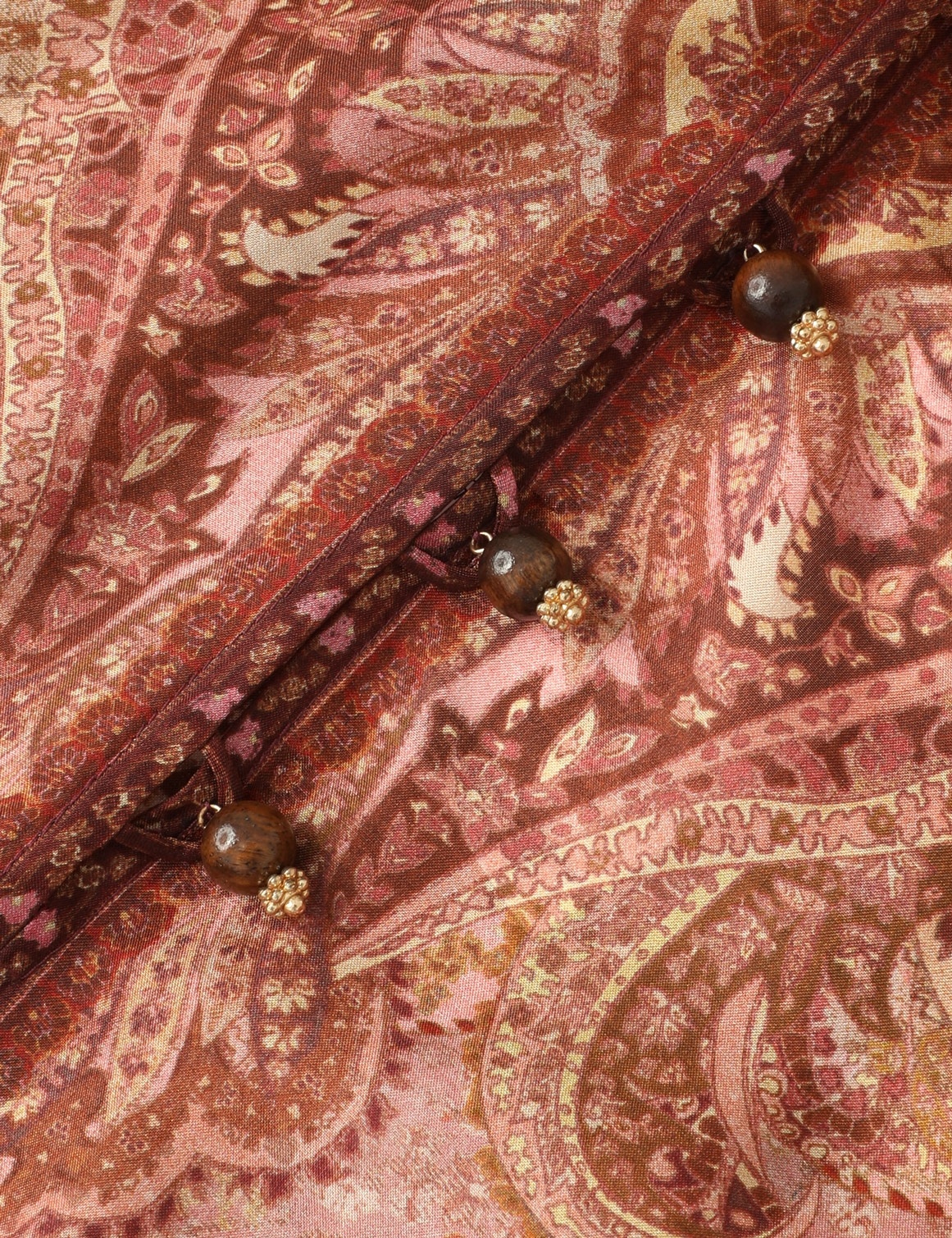 Zimmermann Tapestry-print Burgundy Silk Habotai Wanderlust Blouse In Brown