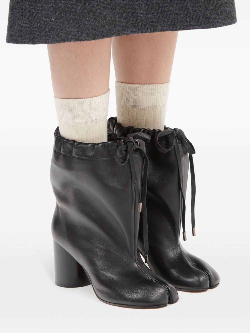 Maison Margiela Drawstring Ankle Tabi Boots Black In Black