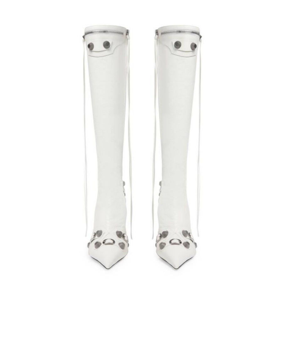 Balenciaga Cagole Knee High Boot In White