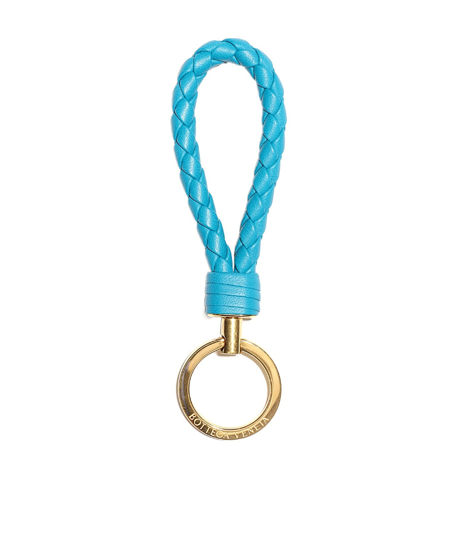 Bottega Veneta Logo Key Ring In Blue