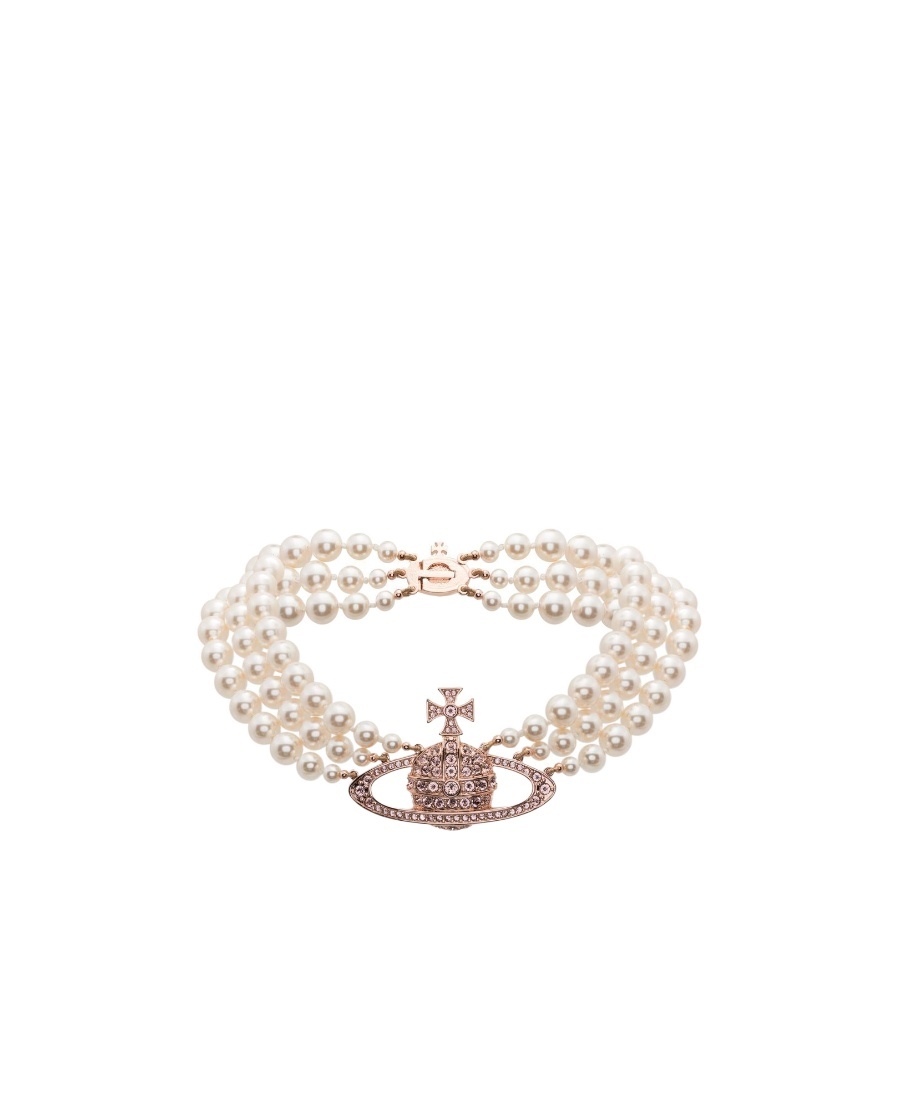 Vivienne Westwood Messaline Orb Three-row Chocker In Yellow
