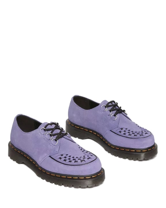 Dr. Martens Purple Ramsey Woven Suede Creepers In Twilight Purple