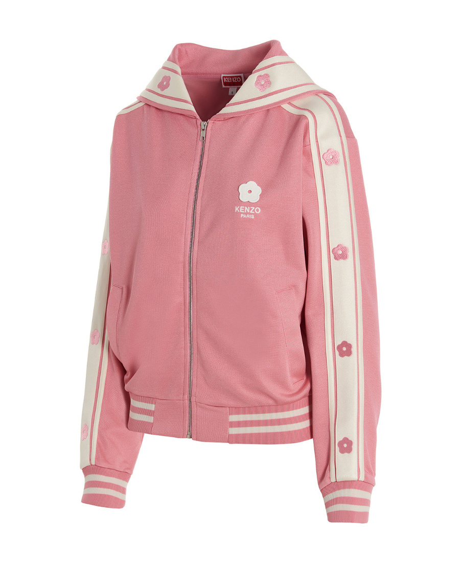 Kenzo Logo Embroidery Bib Sweatshirt In Pink