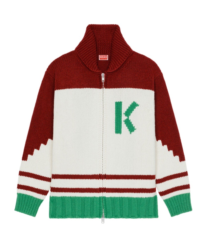 Kenzo Floral-intarsia Wool Cardigan In White