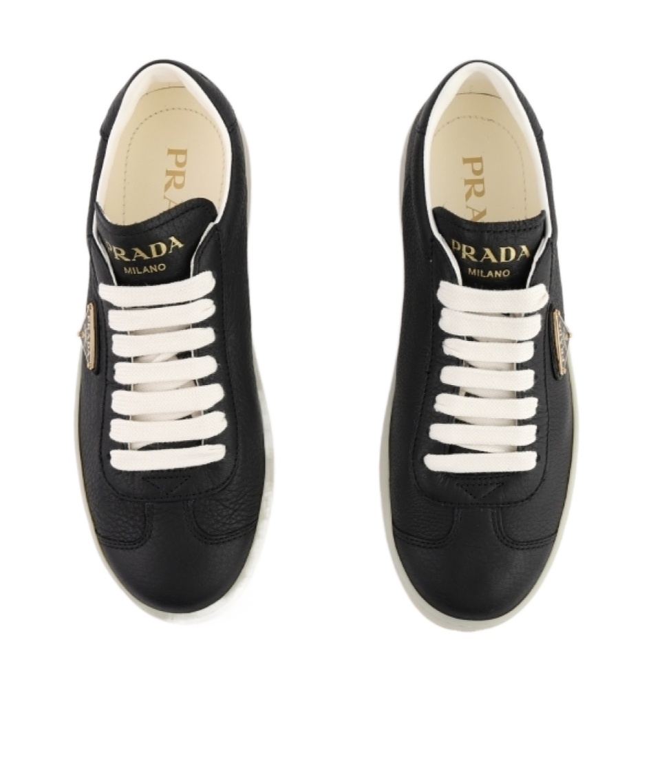 Prada Laced Sneakers In Black