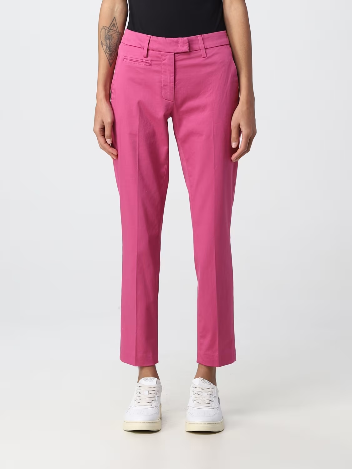Dondup Cotton Trousers With Belt Loops And Pockets In Pink