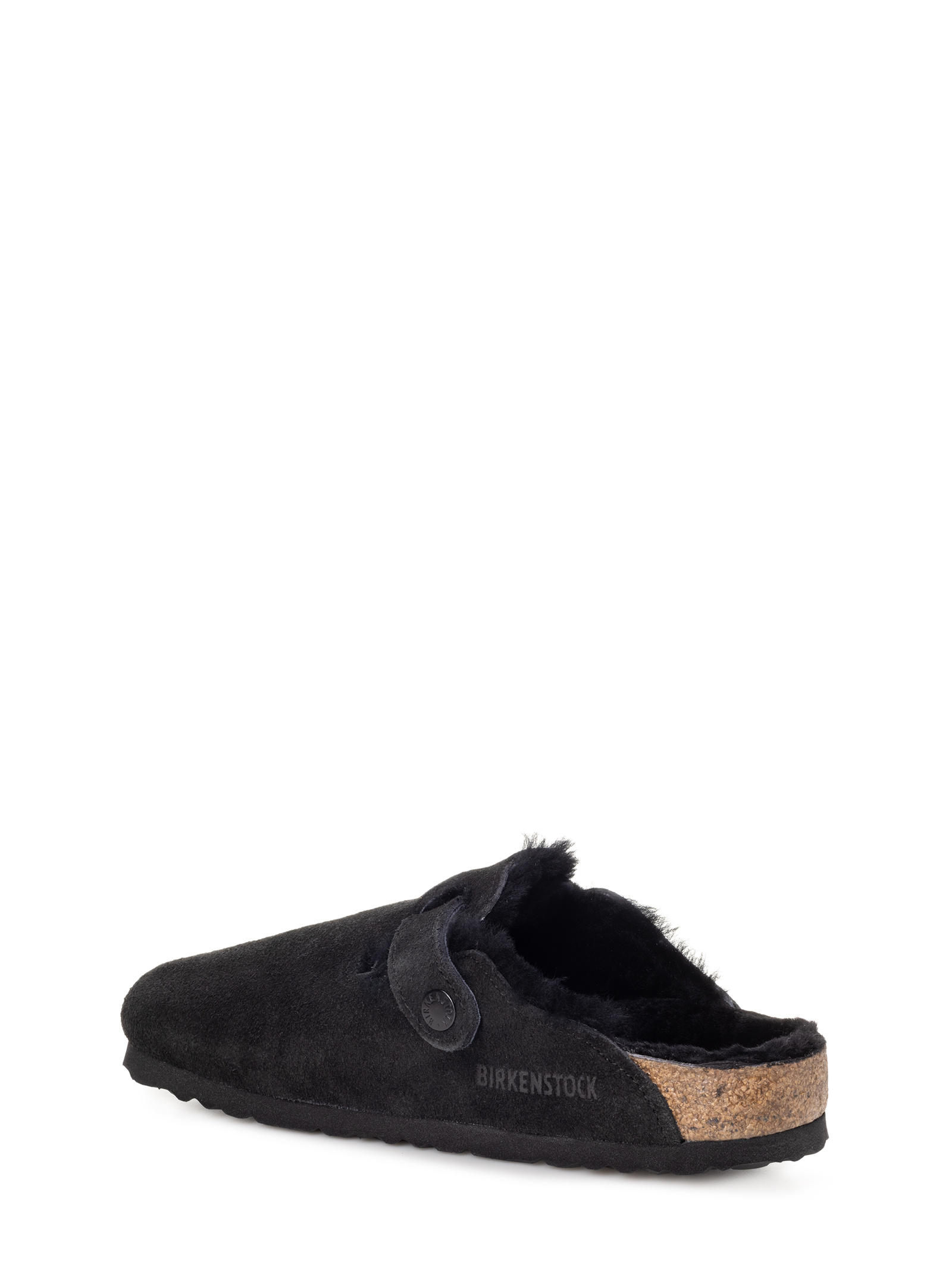 Birkenstock Arizona Unisex Suede Mule With Shearling Lining Shoes In Black
