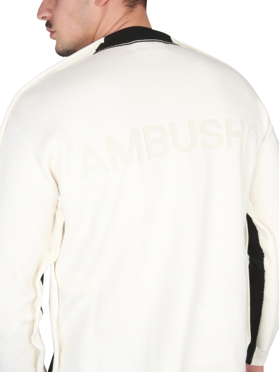 Shop Ambush Colour-block Crew-neck Jumper In Black