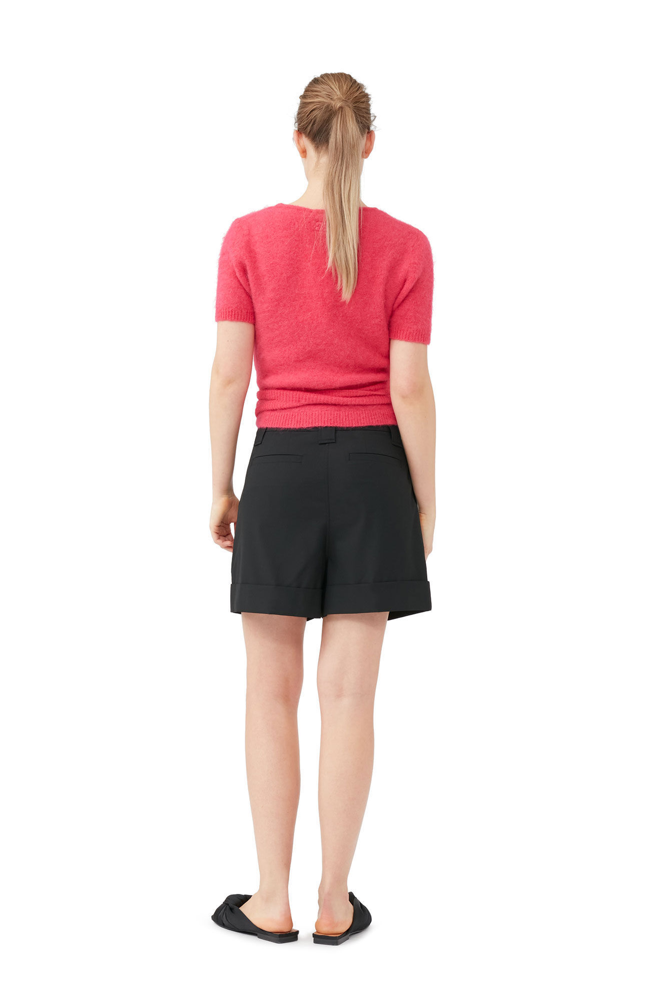 Ganni Drapey High-waisted Shorts In Black