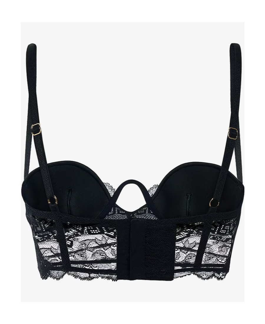 Versace Logo-print Lace Balconette Bra In Black