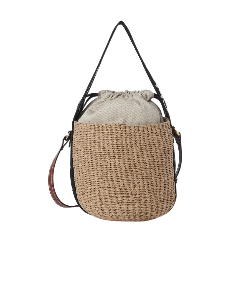 Chloé Small Basket Bag In Natural Fibers In Nude